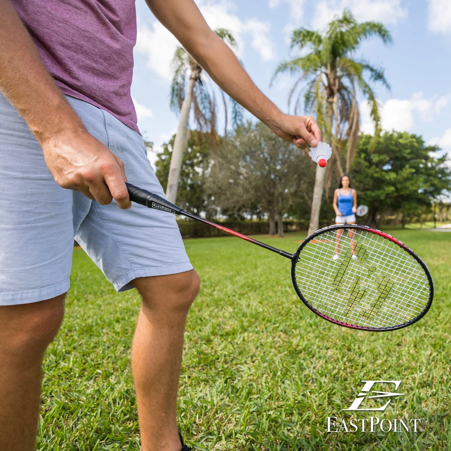 2 Player Badminton Racket Set; 2 Rackets with Steel Shafts, 2 Shuttlecock Birdies