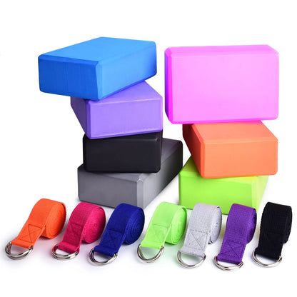 Yoga Block 2 Pack Yoga Blocks with Yoga Strap EVA Foam Fitness Exercise Yoga Blocks Bricks Set for Home Gym Fitness