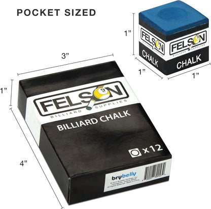 Felson Pool Chalk Cubes | Pool Table Accessories for Table Billiards | Pool Cue Chalk & Storage Box