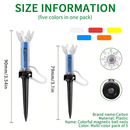 Magnetic Plastic Golf Tee Set, Improve Your Golf Game with the , 360Degree Bounce, Two Sizes, 5Pcs