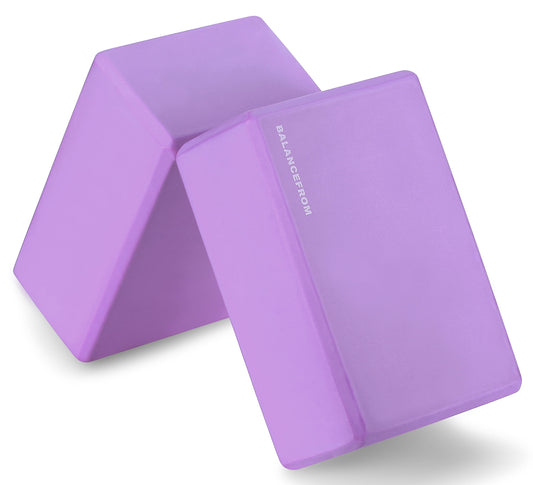 Set of 2 High Density Yoga Blocks, 9"X6"X4" Each