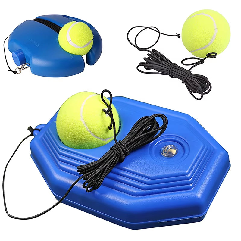 Heavy Duty Tennis Training Aids Base with Elastic Rope Tennis Ball Practice Self-Duty Rebound Single Player Training Device