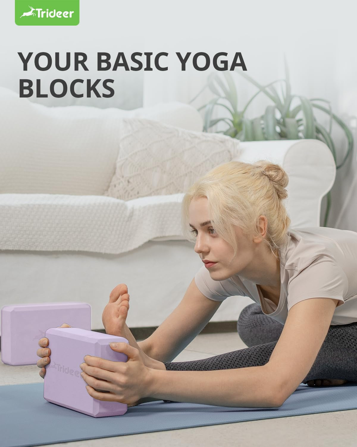 Yoga Block, Soft Non-Slip Surface Premium Foam Blocks, Supportive, Lightweight, Odor Resistant, Yoga Accessories for Pilates Meditation General Fitness Stretching Toning